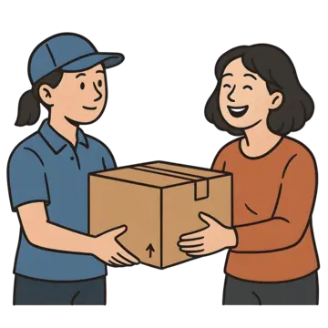 Pessoa feliz recebendo encomenda